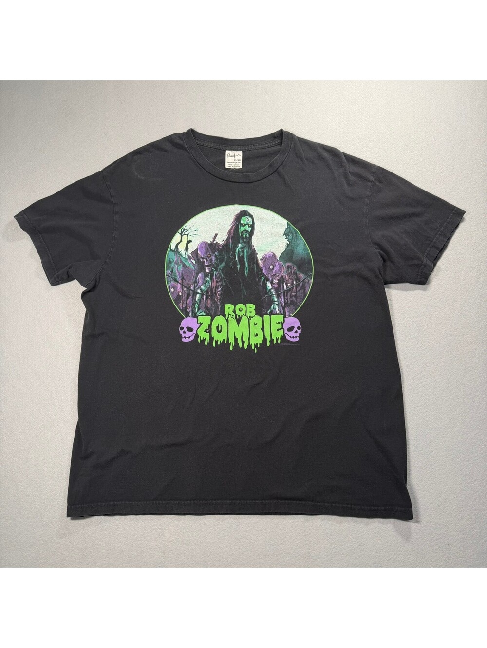Rob Zombie T-Shirt Mens XL Black Zombie Horde Graveyard Green Drip Metal